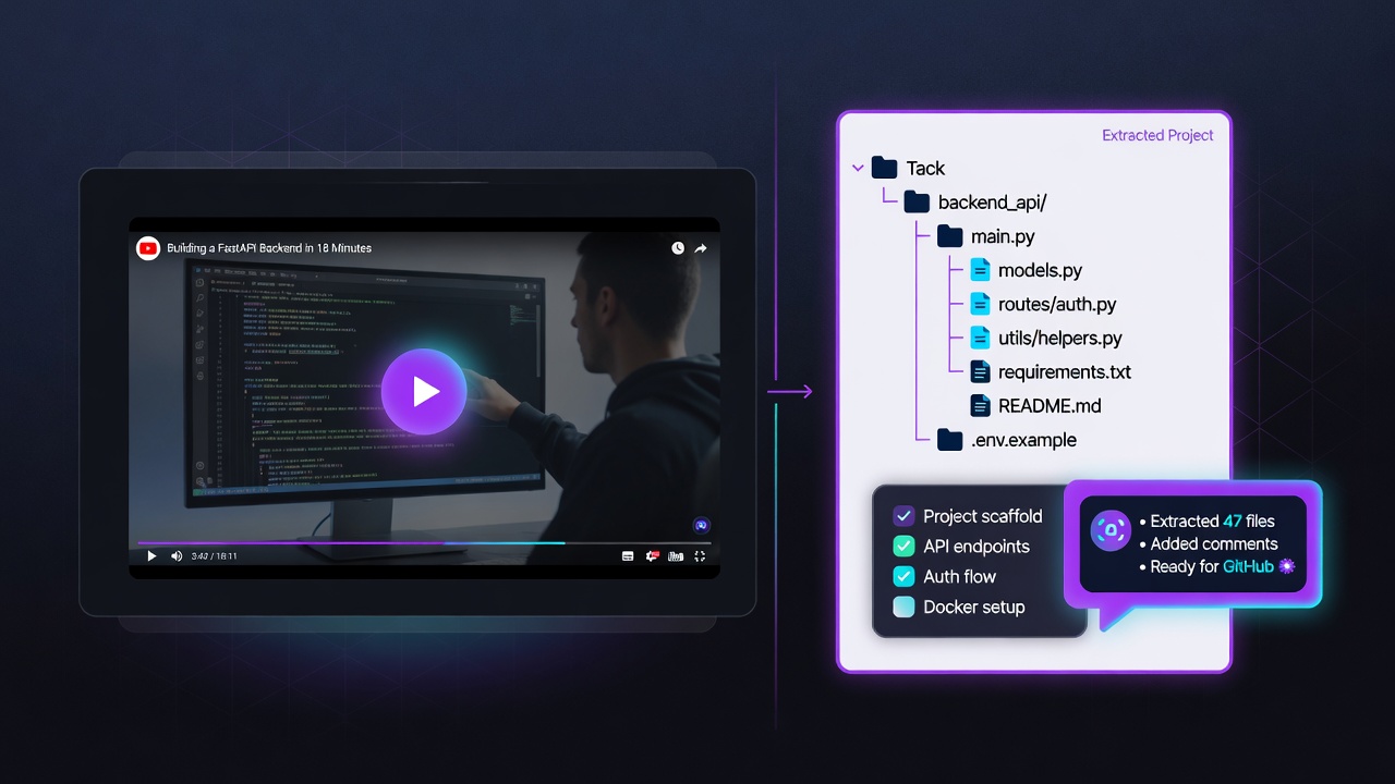 YouExtractor - AI powered YouTube to code project extraction